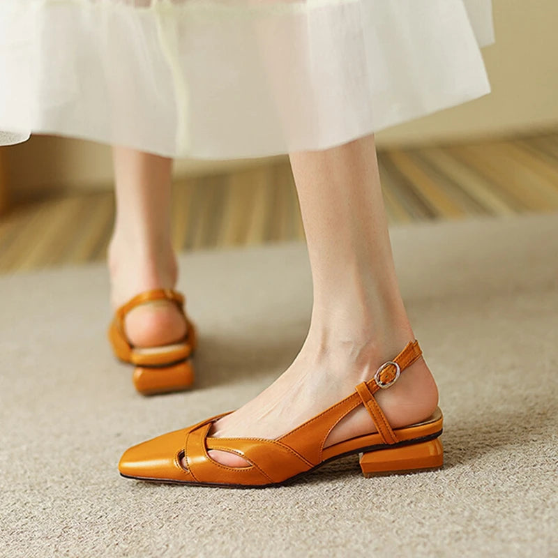 NEW Summer Women Sandals Square Toe Low