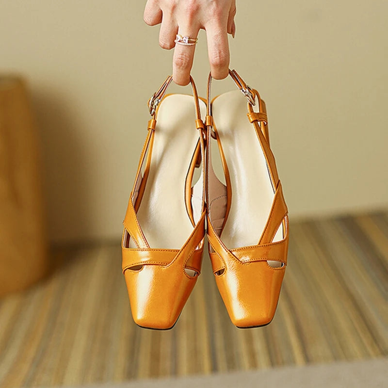 NEW Summer Women Sandals Square Toe Low