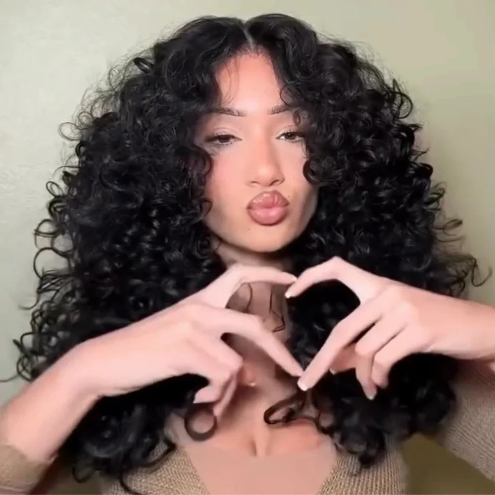 Curly Wigs 100% Human Hair Transparent Lace Front