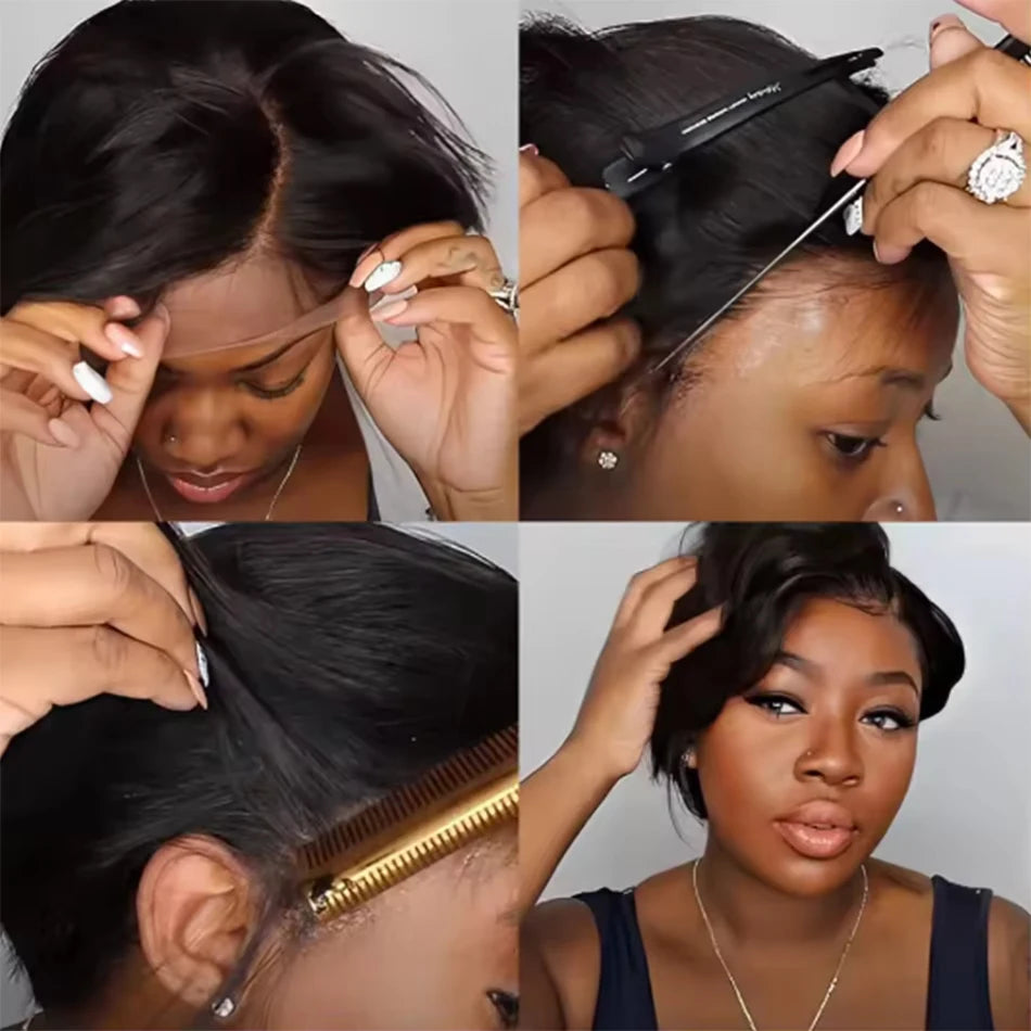 Pixie Cut 13x4 Transparent Lace Front Wigs 100% Human Hair Wig For Women