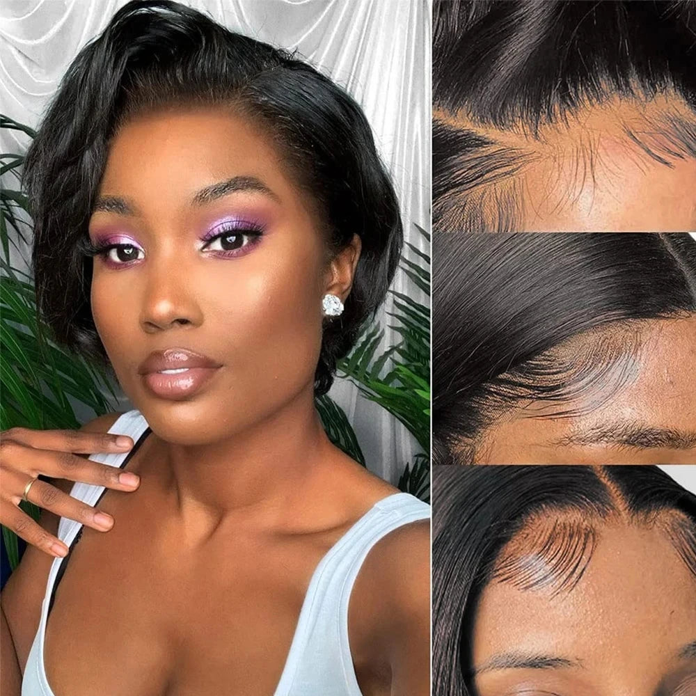 Pixie Cut 13x4 Transparent Lace Front Wigs 100% Human Hair Wig For Women