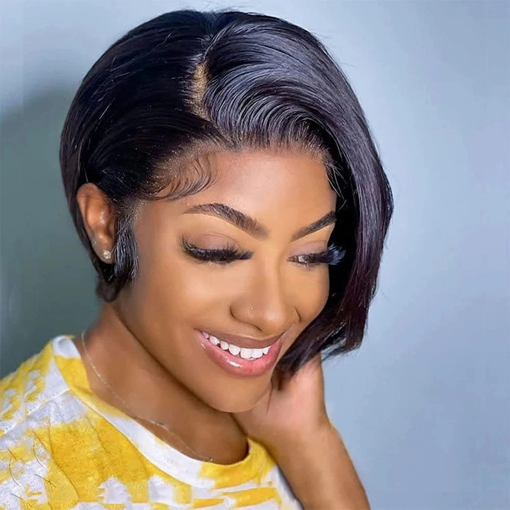 Pixie Cut 13x4 Transparent Lace Front Wigs 100% Human Hair Wig For Women