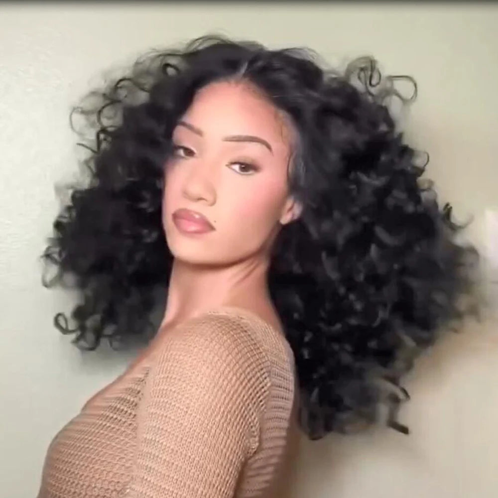 Curly Wigs 100% Human Hair Transparent Lace Front