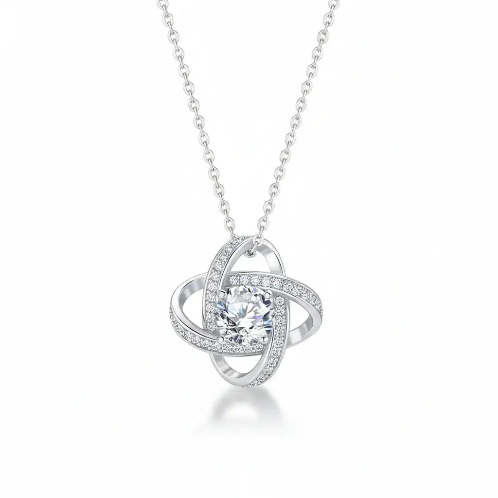 Sterling Silver Pendant Necklace for Women Moissanite Jewelry-3