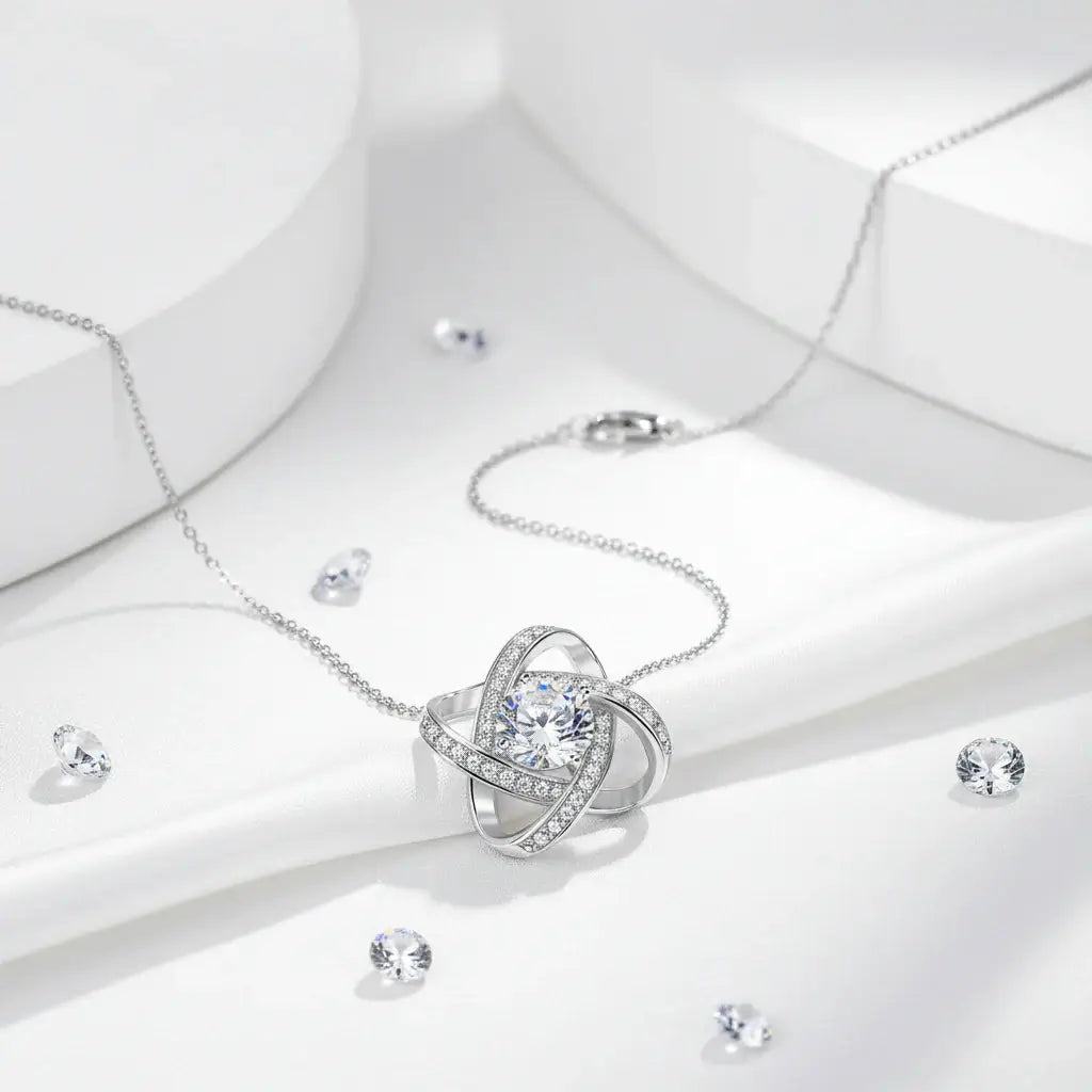 Sterling Silver Pendant Necklace for Women Moissanite Jewelry-4