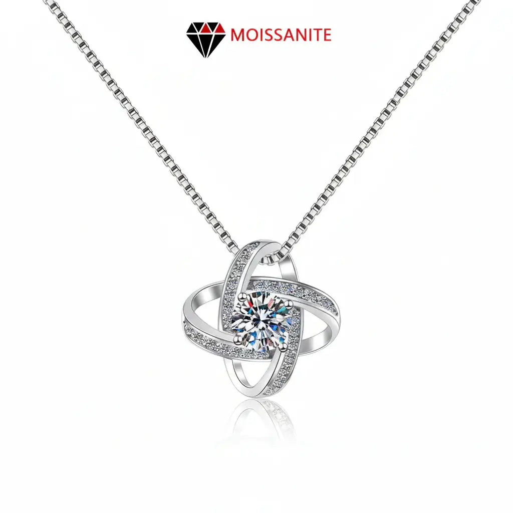 Sterling Silver Pendant Necklace for Women Moissanite Jewelry-5
