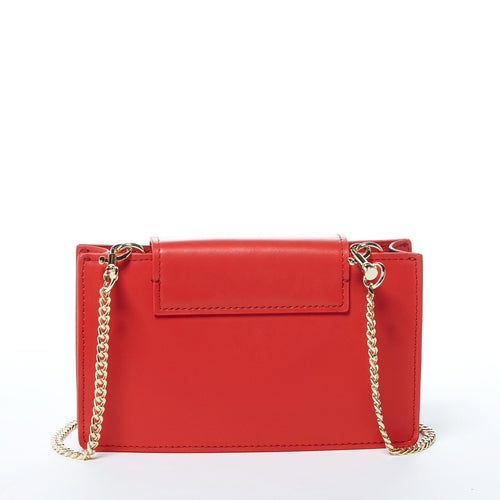 Mini sac bandoulière en cuir rouge, pochette de poignet pour femme