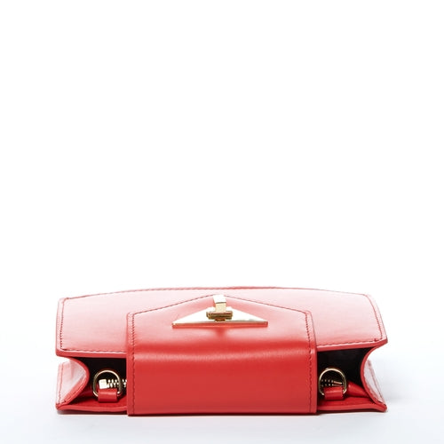 Mini sac bandoulière en cuir rouge, pochette de poignet pour femme