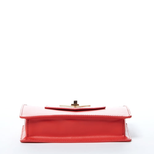 Mini sac bandoulière en cuir rouge, pochette de poignet pour femme