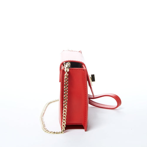 Mini sac bandoulière en cuir rouge, pochette de poignet pour femme