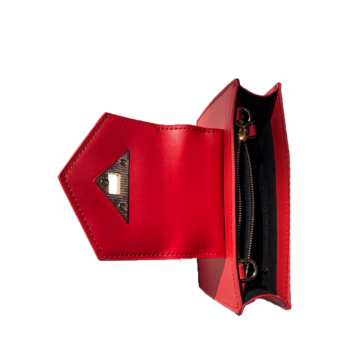 Mini sac bandoulière en cuir rouge, pochette de poignet pour femme